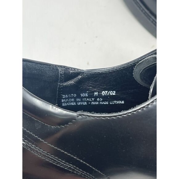 Bostonian Black Lace Up Leather Shoes Square Toe Made in Italy 4822.1 Mens 10.5M - Picture 9 of 10